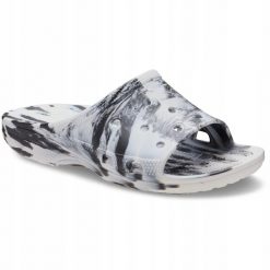 Klapki Dla Dorosłych Crocs Saturday Marbled Slide. Czarne klapki męskie Crocs, bez wzorów, z materiału, bez zapięcia. Za 129.99 zł.