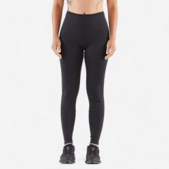 Legginsy do biegania damskie Kiprun Run 500 Comfort. Czarne legginsy damskie KIPRUN, bez wzorów, z elastanu. Za 99.99 zł.