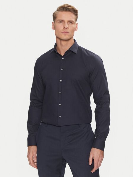 Calvin Klein Koszula Non Iron Tonal Strct Slim Shirt K10K113848 Granatowy Regular Fit. Niebieskie koszule męskie Calvin Klein, m, bez wzorów, z bawełny, biznesowe, bez kołnierzyka, bez ramiączek. Za 239.99 zł.
