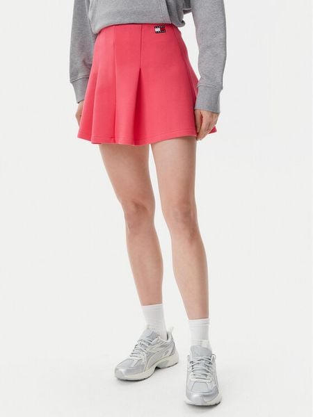 Tommy Jeans Spódnica mini Badge DW0DW20268 Różowy Regular Fit. Czerwone spódnice damskie Tommy Jeans, l, bez wzorów, z bawełny, mini. Za 179.99 zł.