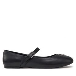 Baleriny KARL LAGERFELD. Czarne balerinki damskie KARL LAGERFELD, bez wzorów, bez obcasa, bez zapięcia. Za 449.99 zł.