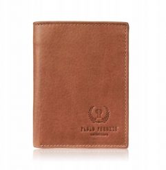 Paolo Peruzzi Portfel męski skórzany koniakowy klasyczny elegancki z ochroną RFID AY-10-CG. Brązowe portfele męskie Paolo Peruzzi, bez wzorów. Za 90.71 zł.