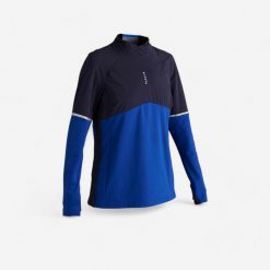 Bluza piłkarska damska Kipsta T500. Niebieskie bluzy damskie KIPSTA, s, bez wzorów, z materiału, klasyczne, bez ramiączek, bez kaptura. Za 59.99 zł.