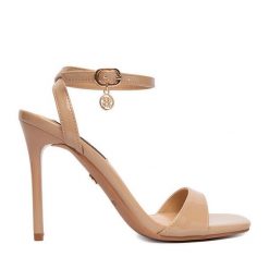 Sandały Nine West. Brązowe sandały damskie Nine West, bez wzorów, bez obcasa, na szpilce, bez zapięcia. Za 249.99 zł.