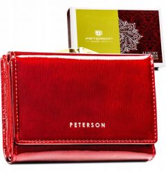 Peterson Portfel damski lakierowany czerwony RFID 15-09-SH. Czerwone portfele damskie Peterson, z lakierowanej skóry. Za 129.00 zł.