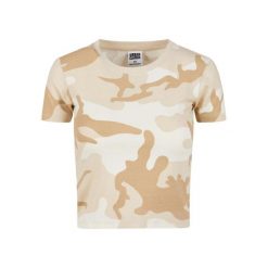T-shirt Damski Camo Cropped. Brązowe t-shirty damskie Urban Classics, s, bez wzorów, casualowe, bez kołnierzyka, bez ramiączek. Za 49.99 zł.