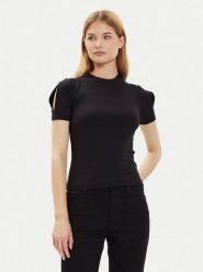 Calvin Klein T-Shirt K20K207322 Czarny Slim Fit. Czarne t-shirty damskie Calvin Klein, l, bez wzorów, bez kołnierzyka, bez ramiączek. Za 179.99 zł.