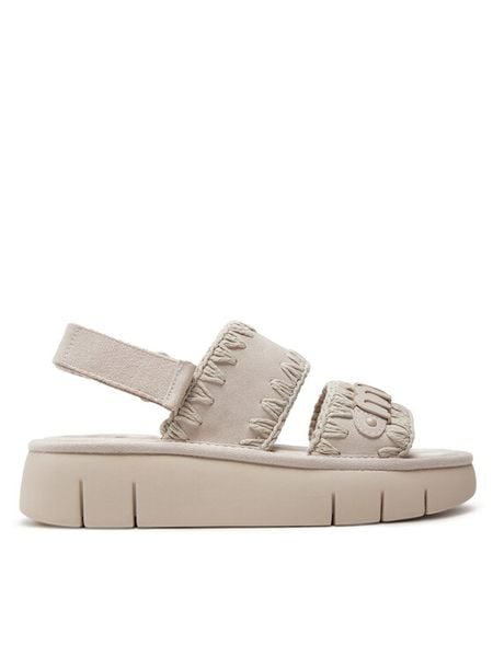 Mou Sandały MU.SW531001A Beżowy. Brązowe sandały damskie Mou, bez wzorów, z materiału, bez obcasa, na płaskiej podeszwie, bez zapięcia. Za 579.99 zł.