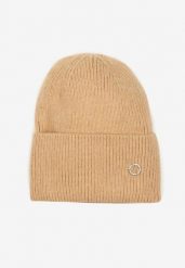 Beżowa Czapka Beanie z Dodatkiem Angory i Metaliczną Aplikacją Delathor. Brązowe czapki damskie Renee, z aplikacjami, z materiału. Za 39.99 zł.