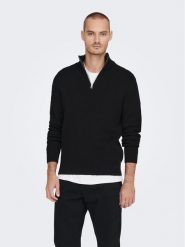 Only & Sons Sweter 22023210 Czarny Regular Fit. Czarne swetry męskie Only & Sons, m, bez wzorów, z bawełny, bez kołnierzyka, bez ramiączek. Za 109.99 zł.