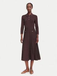 MICHAEL Michael Kors Sukienka dzianinowa MT683J3BFD Brązowy ciemny Slim Fit. Brązowe sukienki damskie MICHAEL Michael Kors, xxs, bez wzorów, z dzianiny, bez kołnierzyka, bez ramiączek. Za 1,329.00 zł.