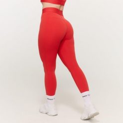 Legginsy damskie fitness bez przedniego szwu czerwone Limitless. Czerwone legginsy damskie GYMBEAM, m, bez wzorów, z elastanu, na fitness i siłownię. Za 115.90 zł.