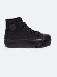 Trampki damskie wysokie czarne RR274742 906. Czarne trampki i tenisówki damskie BIG STAR, bez wzorów, z gumy, bez zapięcia. Za 169.99 zł.