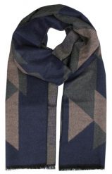 Męski Szalik z Wiskozy - Alties - Wzór Geometryczny. Niebieskie szaliki męskie Alties, bez wzorów, z bawełny. Za 59.00 zł.