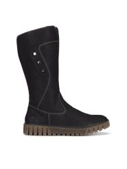 Rieker Kozaki Y3466-00 Czarny. Czarne kozaki damskie Rieker, bez wzorów, z materiału, bez obcasa, na płaskiej podeszwie, bez zapięcia. Za 272.99 zł.