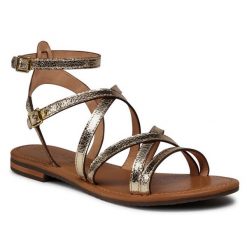 Sandały Geox. Żółte sandały damskie Geox, bez wzorów, bez obcasa, na płaskiej podeszwie, bez zapięcia. Za 389.99 zł.