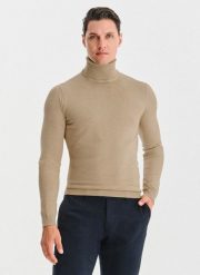 PAKO LORENTE - Golf męski w beżowym kolorze. Brązowe swetry męskie Pako Lorente, na jesień, l, bez wzorów, z nylonu, bez kołnierzyka, bez ramiączek. Za 119.99 zł.