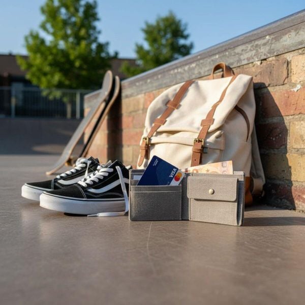Portfel na monety Canvas RFID szary. Szare portfele męskie GHETTOBLASTER, bez wzorów, z tkaniny. Za 173.43 zł.