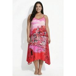 Damskie Sukienka motyw wakacyjny krój trapezowy dekolt w serek bez rękawów. Sukienki damskie Ulla Popken, plus size, bez wzorów, z materiału, sportowe, bez kołnierzyka, plus size, bez ramiączek, sportowe. Za 279.99 zł.