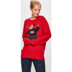 Polo Ralph Lauren - Sweter. Czerwone swetry nierozpinane damskie Polo Ralph Lauren, s, bez wzorów, z bawełny, bez kołnierzyka, bez ramiączek. Za 1,299.00 zł.