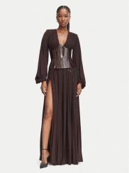Elisabetta Franchi Sukienka wieczorowa AB-R15-66E2 Brązowy ciemny Slim Fit. Brązowe sukienki damskie Elisabetta Franchi, bez wzorów, z wiskozy, wizytowe, bez kołnierzyka, bez ramiączek. Za 3,589.00 zł.