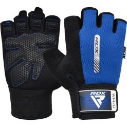 Rękawiczki fitness W1 - Z otwartymi palcami - Niebieski - XL. Czarne rękawiczki męskie RDX SPORTS, bez wzorów, z bawełny. Za 300.20 zł.
