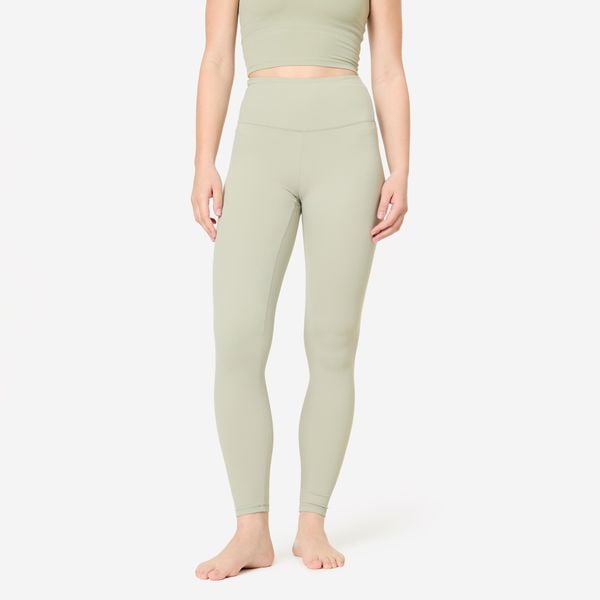 Legginsy do jogi i pilatesu Breathe. Zielone legginsy damskie DOMYOS, bez wzorów, z elastanu. Za 119.99 zł.