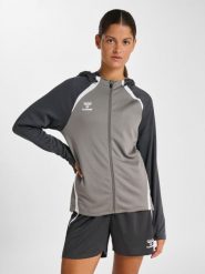 Damska bluza z kapturem na zamek Hummel Lead 2.0. Szare bluzy damskie Hummel, l, bez wzorów, z dresówki, eleganckie, bez ramiączek, z kapturem. Za 250.00 zł.