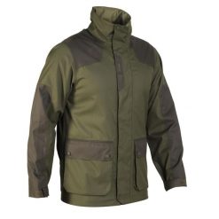 Kurtka przeciwdeszczowa outdoor SOLOGNAC 500. Brązowe kurtki męskie SOLOGNAC, l, bez wzorów, z materiału, sportowe, bez kaptura. W wyprzedaży za 199.99 zł.