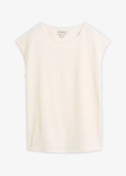 T-shirt z materiału ze strukturą. Białe t-shirty damskie bonprix, bez wzorów, bez kołnierzyka, bez ramiączek. Za 67.99 zł.