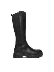 Rieker Kozaki CEO-Z9158-00 Czarny. Czarne kozaki damskie Rieker, bez wzorów, ze skóry, bez obcasa, na płaskiej podeszwie, bez zapięcia. Za 429.99 zł.