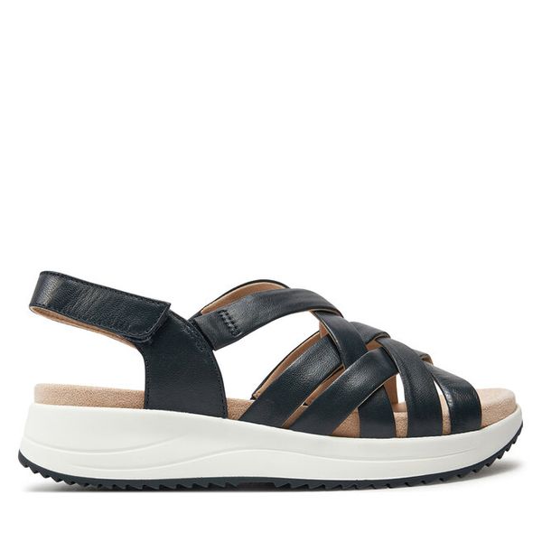 Sandały Caprice. Niebieskie sandały damskie Caprice, bez wzorów, bez obcasa, na płaskiej podeszwie, bez zapięcia. Za 339.99 zł.