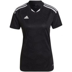 Koszulka damska adidas Condivo 22 Match Day - czarno-biała. Białe bluzki damskie Adidas, bez wzorów, z poliesteru, sportowe, bez kołnierzyka, bez ramiączek. Za 139.99 zł.