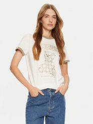 Guess T-Shirt V4BI02 K8FQ4 Écru Regular Fit. T-shirty damskie Guess, xs, z aplikacjami, z bawełny, bez kołnierzyka, bez ramiączek. Za 199.99 zł.