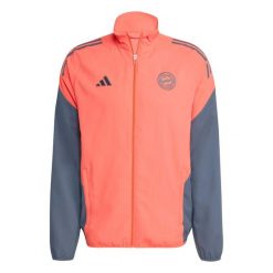 Kurtka dresowa Prematch Bayern Monachium 2025/26. Brązowe kurtki męskie Adidas, l, bez wzorów, z dresówki, sportowe, bez kaptura. Za 299.50 zł.