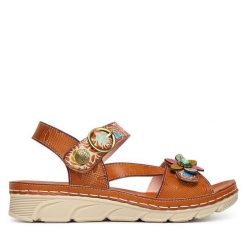 Sandały Laura Vita. Brązowe sandały damskie Laura Vita, bez wzorów, bez obcasa, na płaskiej podeszwie, bez zapięcia. Za 389.99 zł.