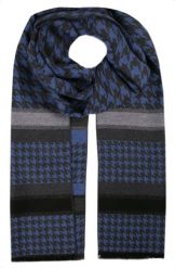 Męski Szalik z Wiskozy - Alties - Granatowa Pepitka. Niebieskie szaliki męskie Alties, bez wzorów, z bawełny. Za 59.00 zł.