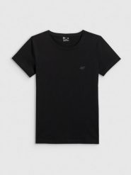 4F T-shirt slim gładki damski - czarny XS. Czarne t-shirty damskie 4F, xs, bez wzorów, z dzianiny, klasyczne, bez kołnierzyka, bez ramiączek. Za 49.99 zł.