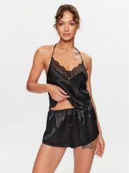 Hunkemöller Koszulka piżamowa 203223 Czarny Comfortable Fit. Czarne koszule nocne damskie Hunkemöller, bez wzorów, z wiskozy, bez ramiączek. Za 79.99 zł.