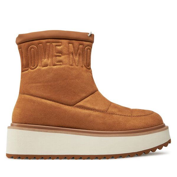 Botki LOVE MOSCHINO. Brązowe botki damskie Love Moschino, bez wzorów, bez obcasa, na płaskiej podeszwie, bez zapięcia. Za 609.99 zł.