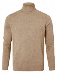 Bawełniany Męski Golf - Pako Jeans - Melanżowy Beż. Swetry męskie Pako Jeans, l, bez wzorów, z bawełny, klasyczne, bez kołnierzyka, bez ramiączek. Za 195.00 zł.