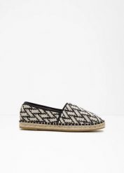 Espadryle z efektem rafii. Czarne balerinki damskie bonprix, na lato, bez wzorów, bez obcasa, bez zapięcia. Za 114.99 zł.