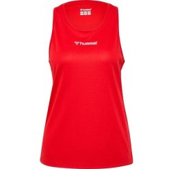 Damski tank top Hummel. Czerwone topy damskie Hummel, bez wzorów, z materiału, bez kołnierzyka, bez ramiączek. Za 125.50 zł.