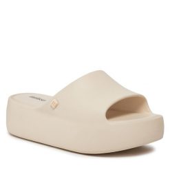 Klapki Melissa. Brązowe klapki damskie Melissa, bez wzorów, bez obcasa, bez zapięcia. Za 419.99 zł.