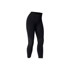 Legginsy do jogi. Czarne legginsy damskie DOMYOS, bez wzorów, z elastanu. Za 129.99 zł.