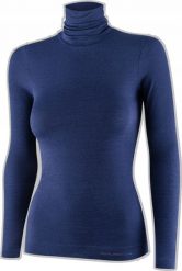 Brubeck LS1627W Koszulka damska z golfem COMFORT MERINO granatowy S. Niebieskie bluzki damskie Brubeck, s, bez wzorów, bez kołnierzyka, bez ramiączek. Za 263.92 zł.