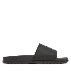 Klapki HUGO. Czarne klapki damskie Hugo, bez wzorów, bez obcasa, bez zapięcia. Za 159.99 zł.