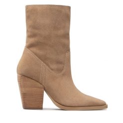 Kowbojki Simple. Brązowe botki damskie SIMPLE, bez wzorów, bez obcasa, na słupku, bez zapięcia. Za 599.00 zł.