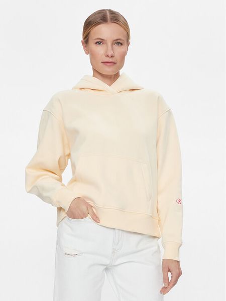 Calvin Klein Jeans Bluza Back Bold Monologo J20J222895 Żółty Relaxed Fit. Żółte bluzy damskie Calvin Klein Jeans, m, bez wzorów, z bawełny, bez ramiączek, bez kaptura. Za 319.99 zł.
