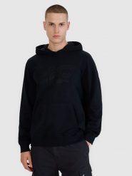 4F Bluza dresowa nierozpinana z kapturem męska - czarna S. Czarne bluzy sportowe męskie 4F, m, bez wzorów, z bawełny, z kapturem. W wyprzedaży za 99.99 zł.